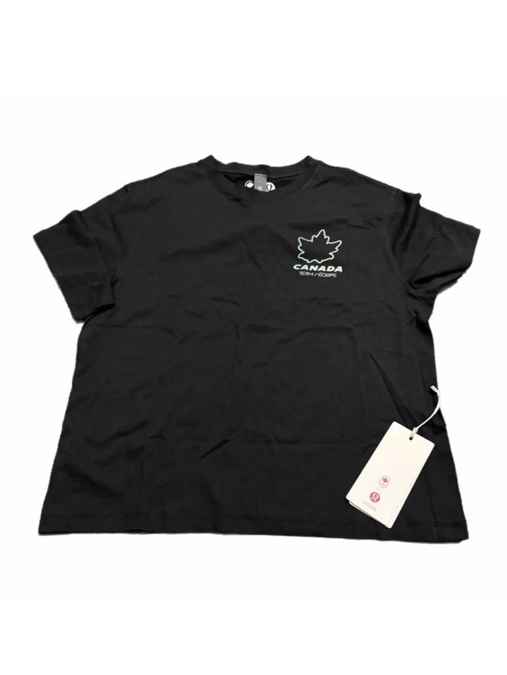 NWT Lululemon Team Canada Cotton Jersey T-Shirt *Logo (Black) Size 4